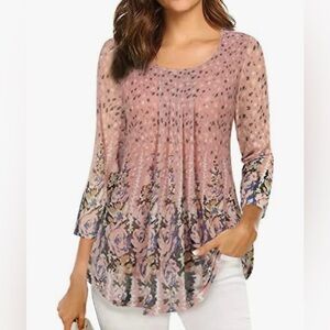 VALOLIA women's 3/4 sleeve floral Size L tunic top